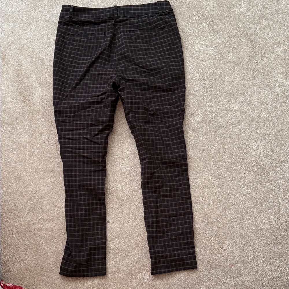 LOFT Dark Plaid High Waist Pants - Picture 3 of 4
